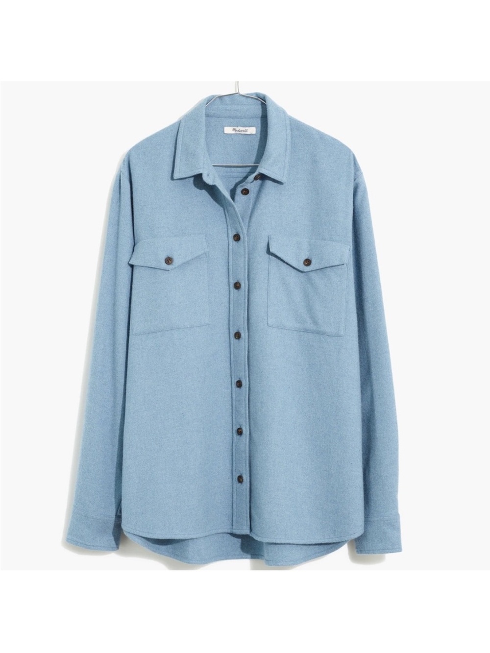 Madewell Flannel Flap Pocket Ex Boyfriend Shirt Light Blue